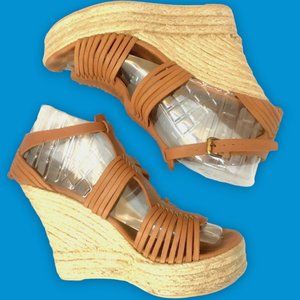 Brown Leather Wedge Espadrilles - Purple Label Ralph Lauren